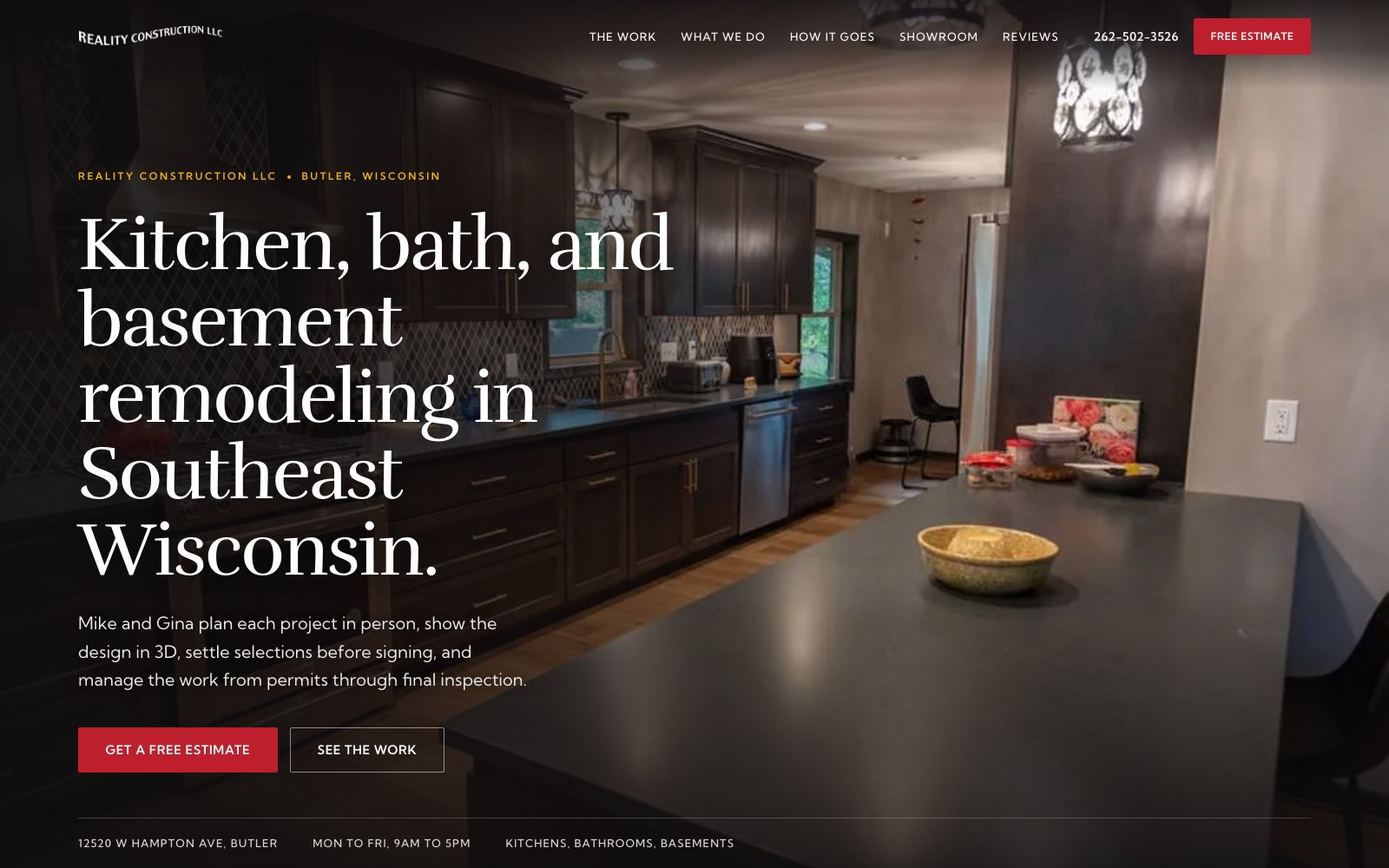 The new Reality Construction LLC homepage concept